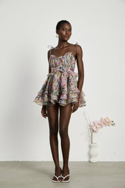 Meredith | Bustier Fit Floral Print Pleated Mini Summer Dress