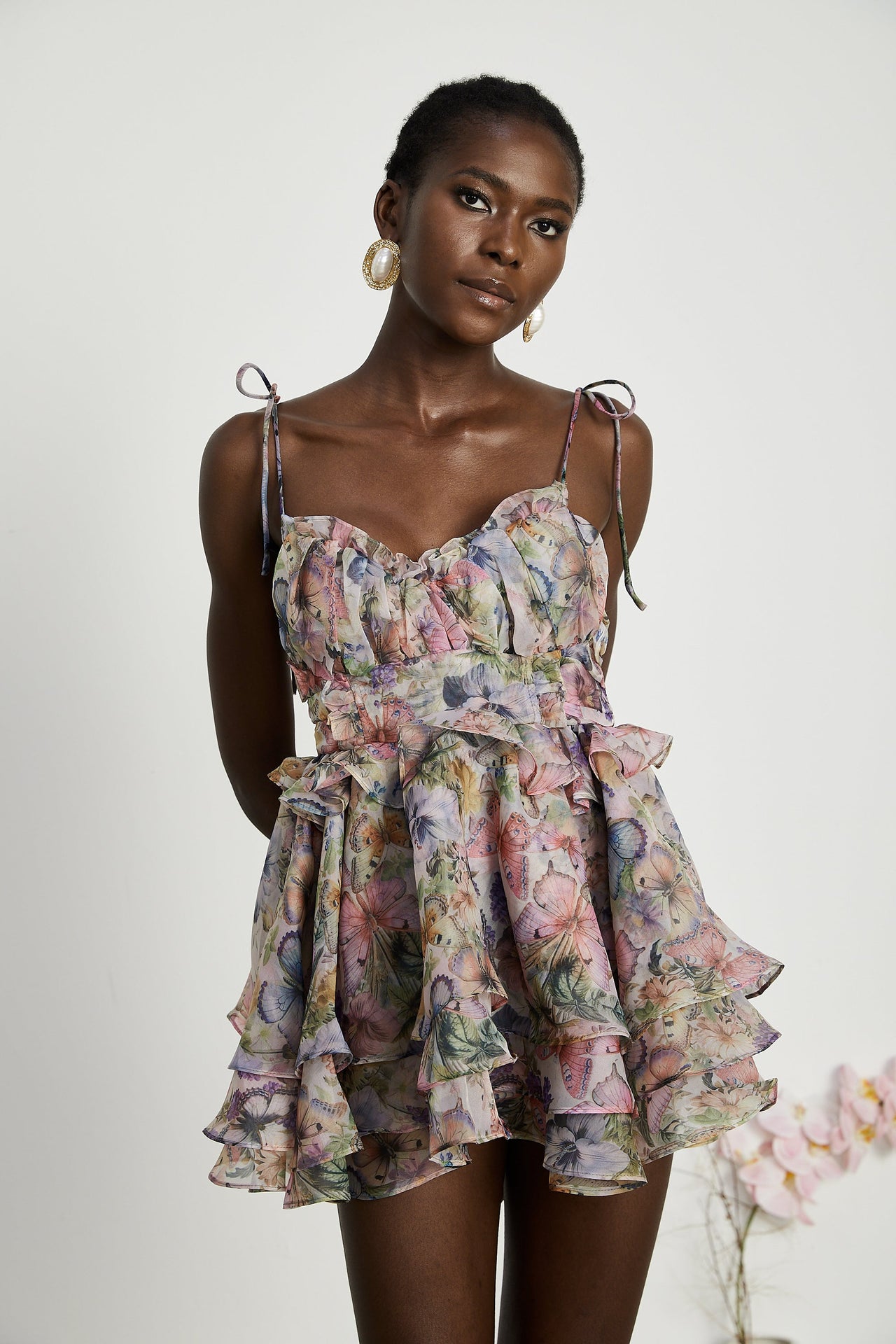 Meredith | Bustier Fit Floral Print Pleated Mini Summer Dress