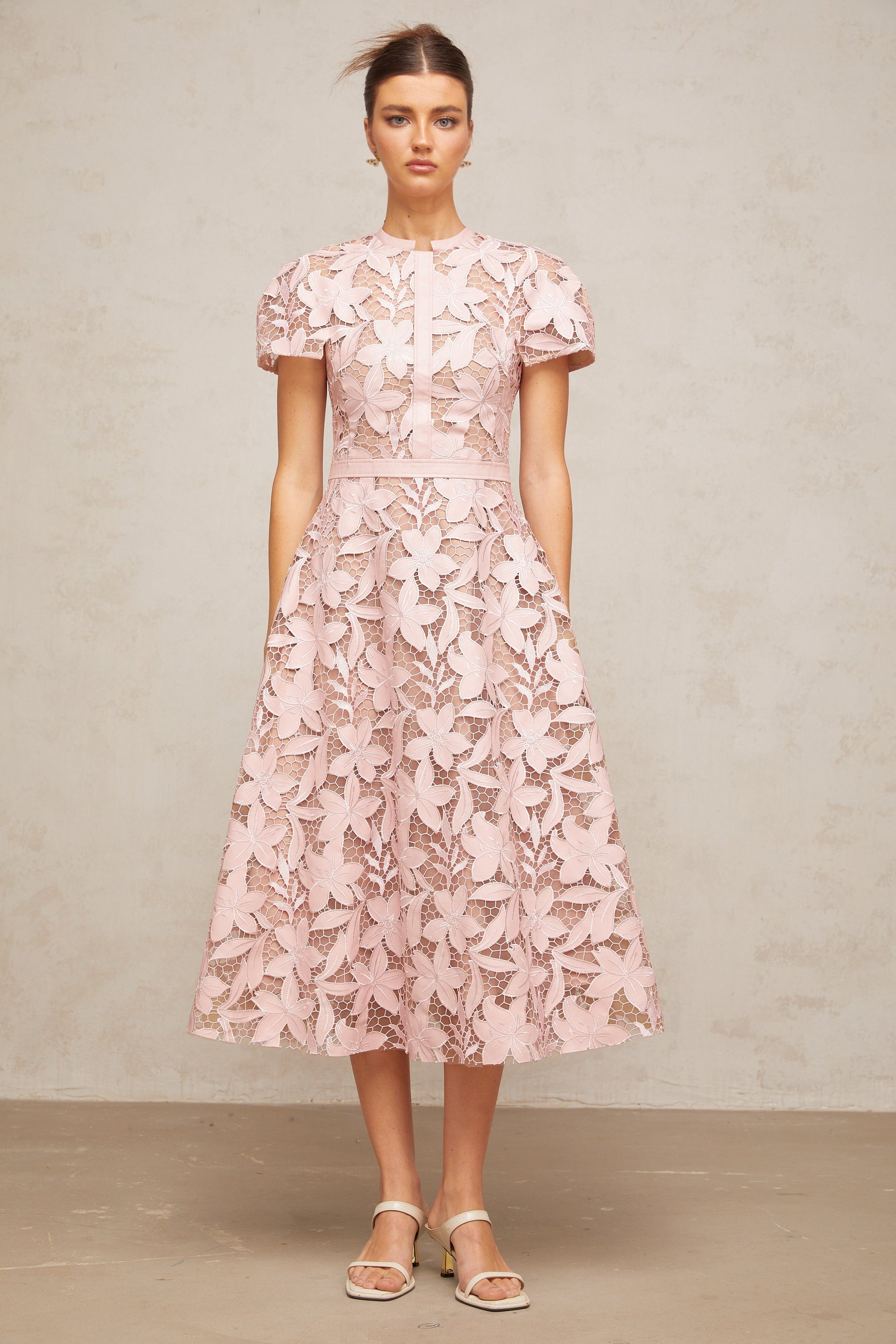 Milena | Flared Fit Guipure Lace Wedding Guest Dress