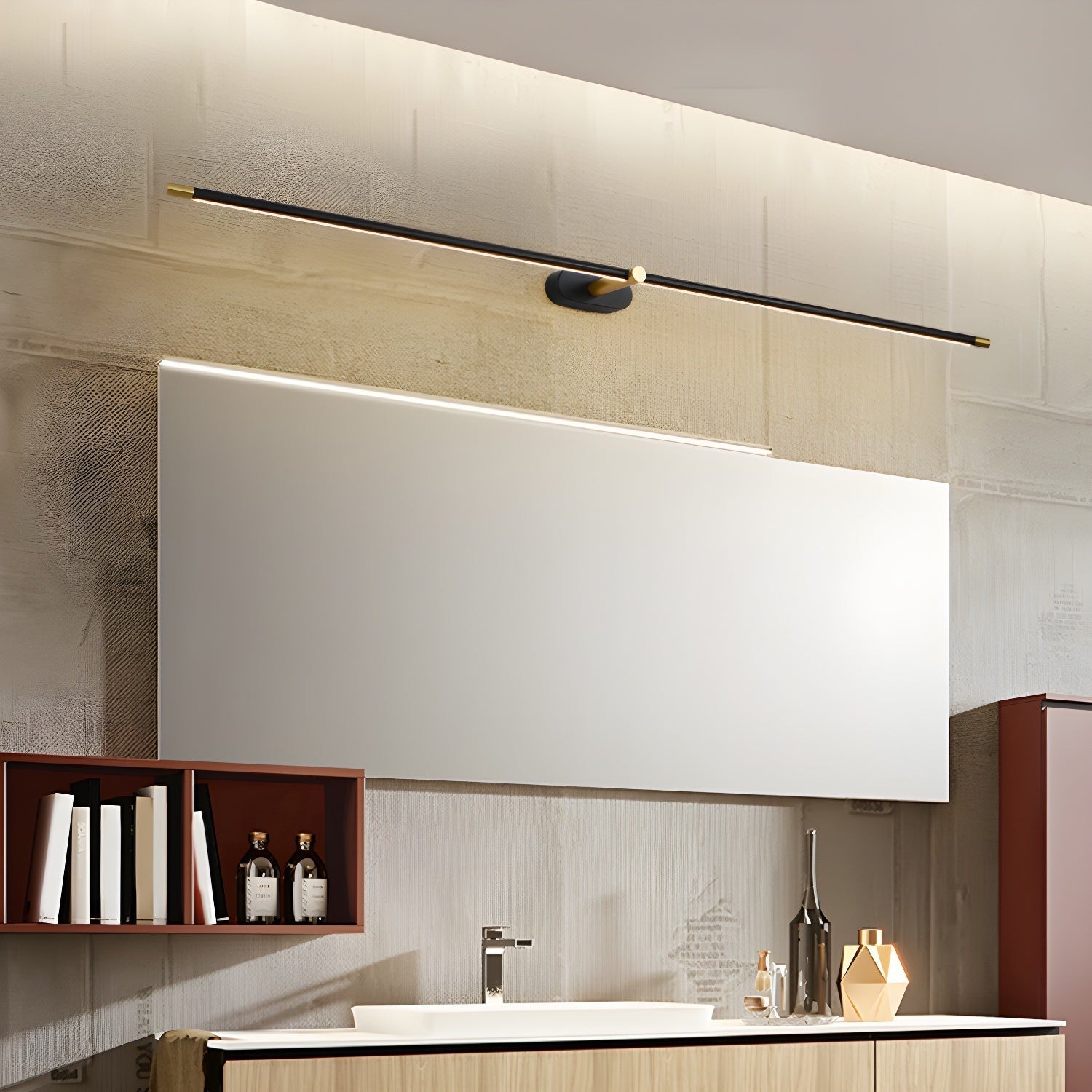 Minimalist Metal Rechargeable Wall Lamp with Linear Light – Ideal for Bedroom or Hallway