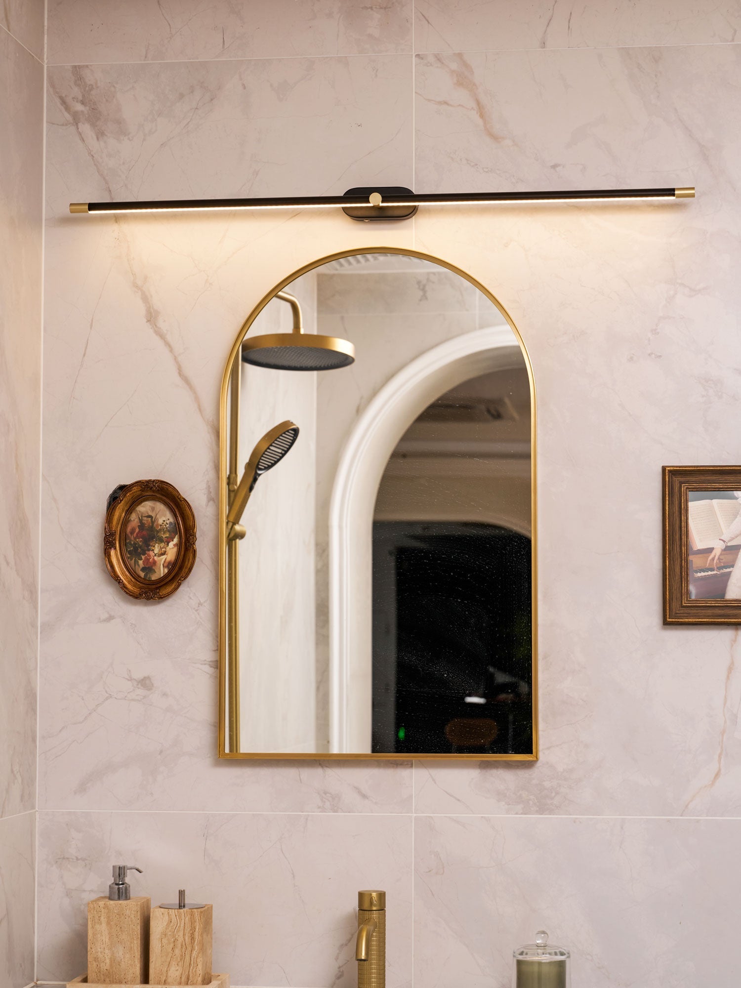 Minimalist Metal Rechargeable Wall Lamp with Linear Light – Ideal for Bedroom or Hallway
