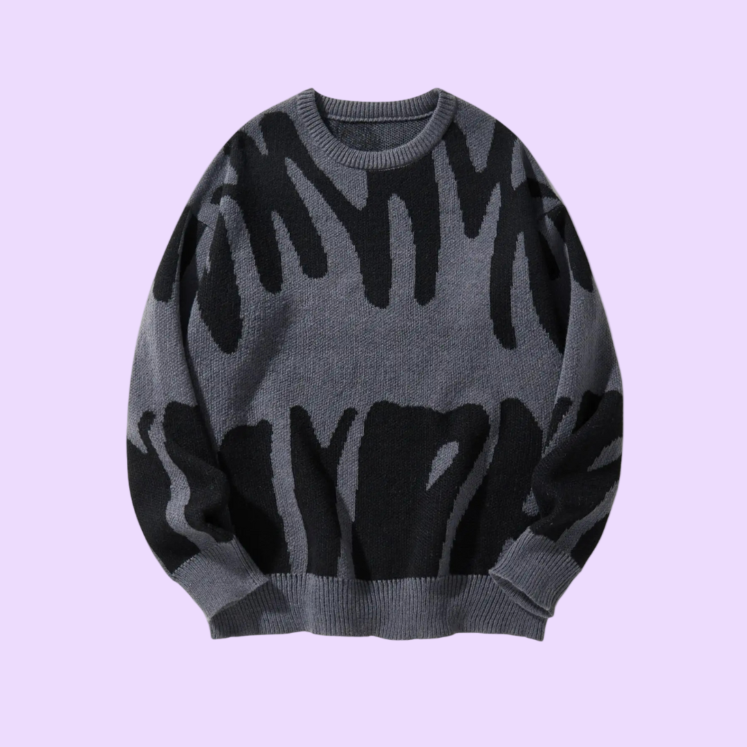 Biruvi | Mode Abstract Pattern Knit Sweater – Soft, Lightweight & Relaxed Fit