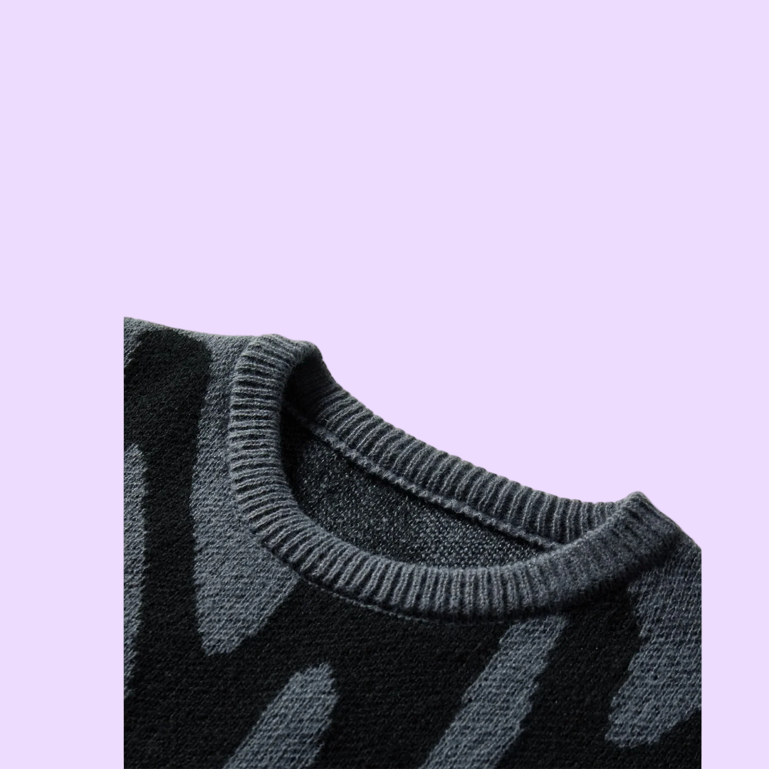 Biruvi | Mode Abstract Pattern Knit Sweater – Soft, Lightweight & Relaxed Fit