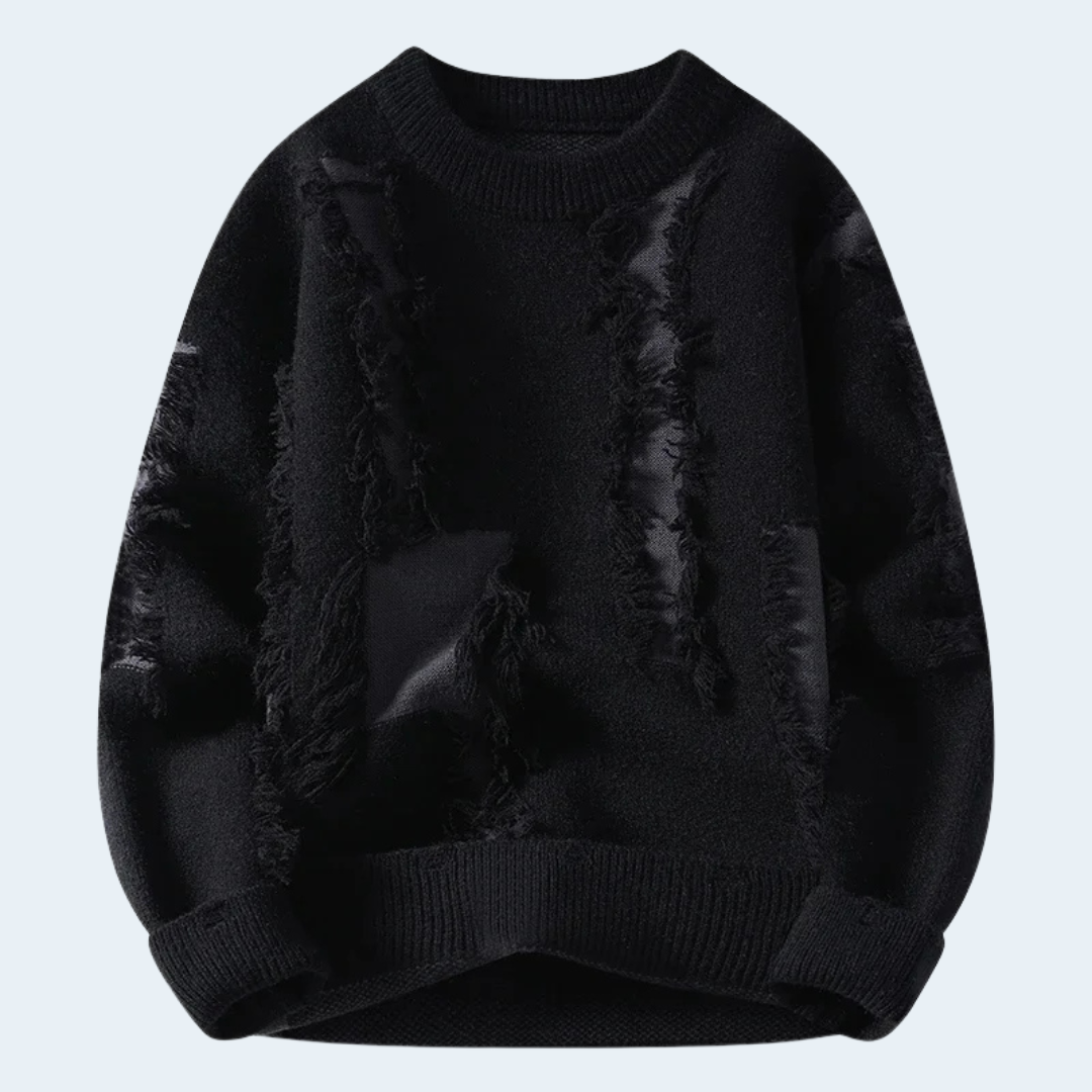 Biruvi | Men’s Distressed Frayed Knit Sweater