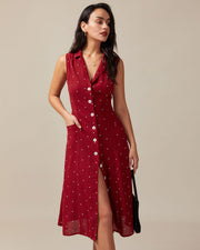 Natalia | Sleeveless V Neck Polka Dot Tie Back Sundress