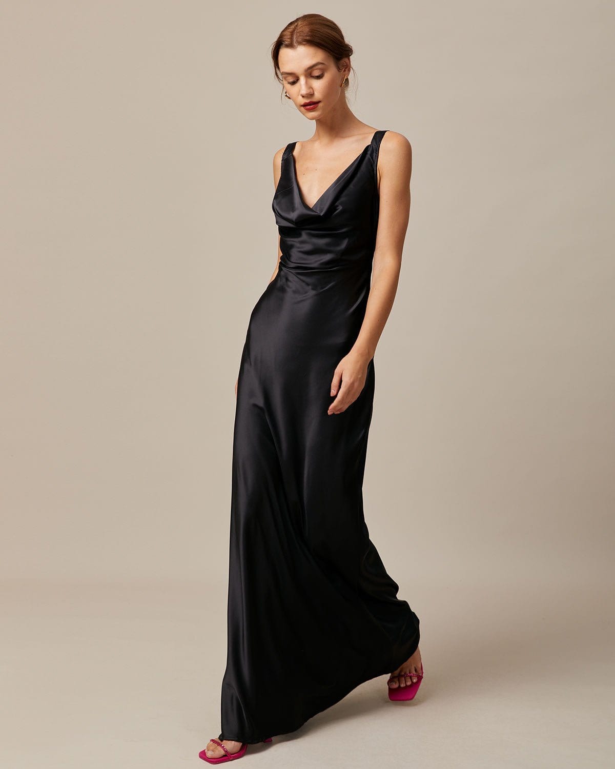 Nia | Sleeveless Cowl Neck Sheath Bridesmaid Dress