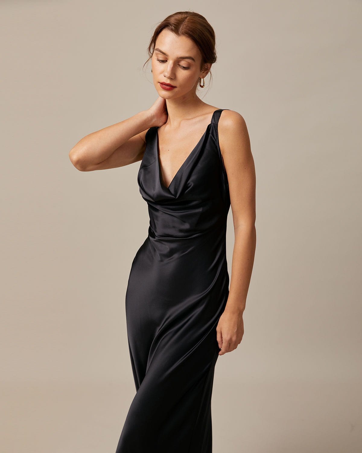 Nia | Sleeveless Cowl Neck Sheath Bridesmaid Dress
