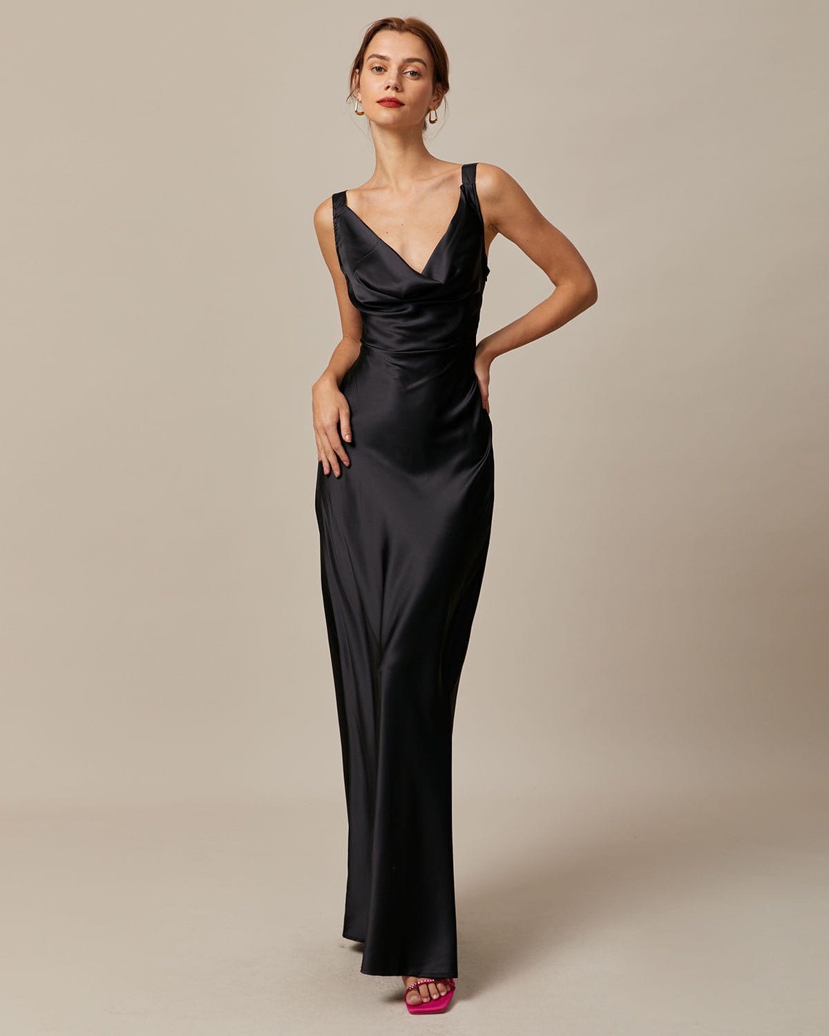 Nia | Sleeveless Cowl Neck Sheath Bridesmaid Dress