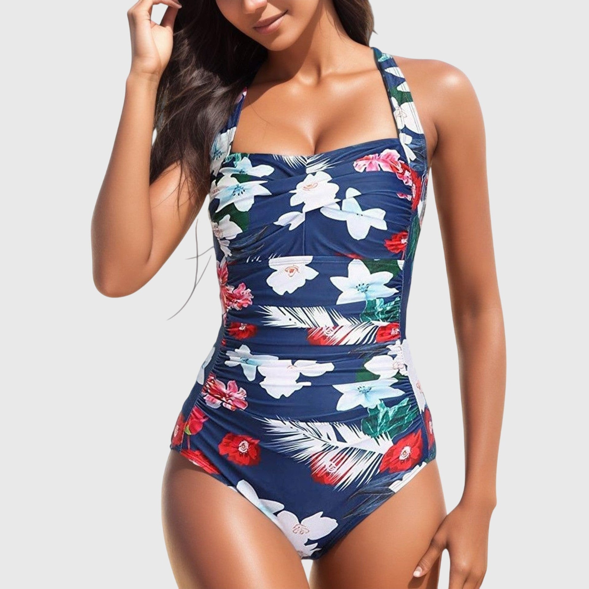 Noelle | Fitted Tropical Print One-Piece Swimsuit