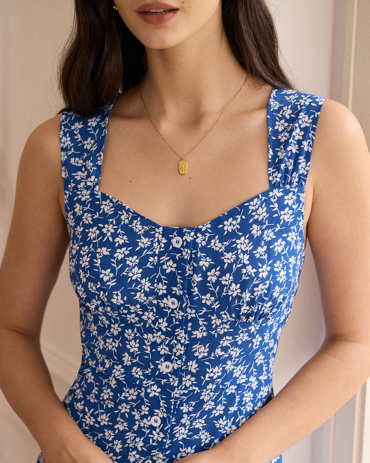 Nova | Sleeveless Sweetheart Neck Floral Summer Dress
