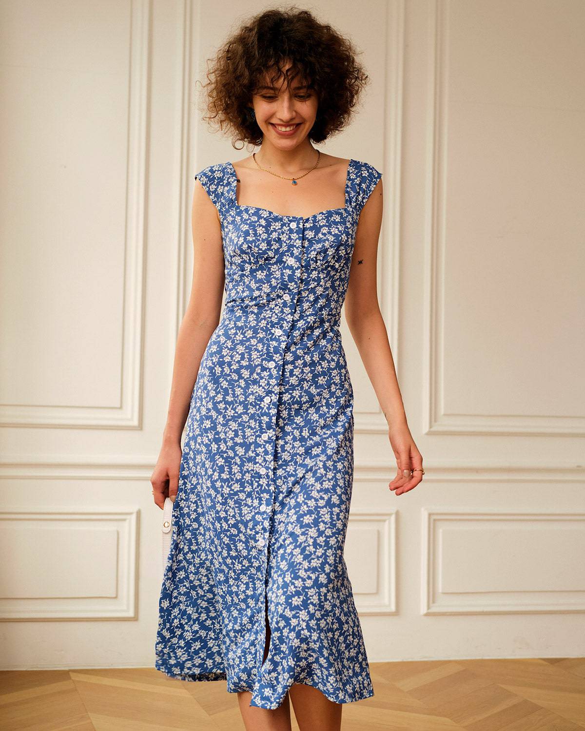 Nova | Sleeveless Sweetheart Neck Floral Summer Dress