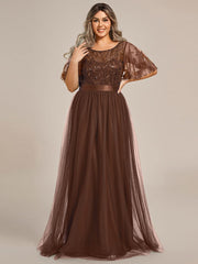 Octavia | A-Line Belted Embroidered Evening Dress Mother of the Bride Outfits