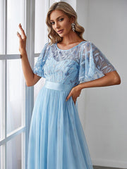Octavia | A-Line Belted Embroidered Evening Dress Mother of the Bride Outfits