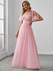 Octavia | A-Line Belted Embroidered Evening Dress Mother of the Bride Outfits