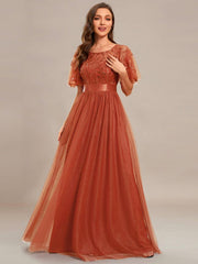 Octavia | A-Line Belted Embroidered Evening Dress Mother of the Bride Outfits