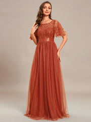 Octavia | A-Line Belted Embroidered Evening Dress Mother of the Bride Outfits