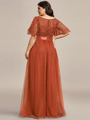 Octavia | A-Line Belted Embroidered Evening Dress Mother of the Bride Outfits