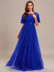 Octavia | A-Line Belted Embroidered Evening Dress Mother of the Bride Outfits