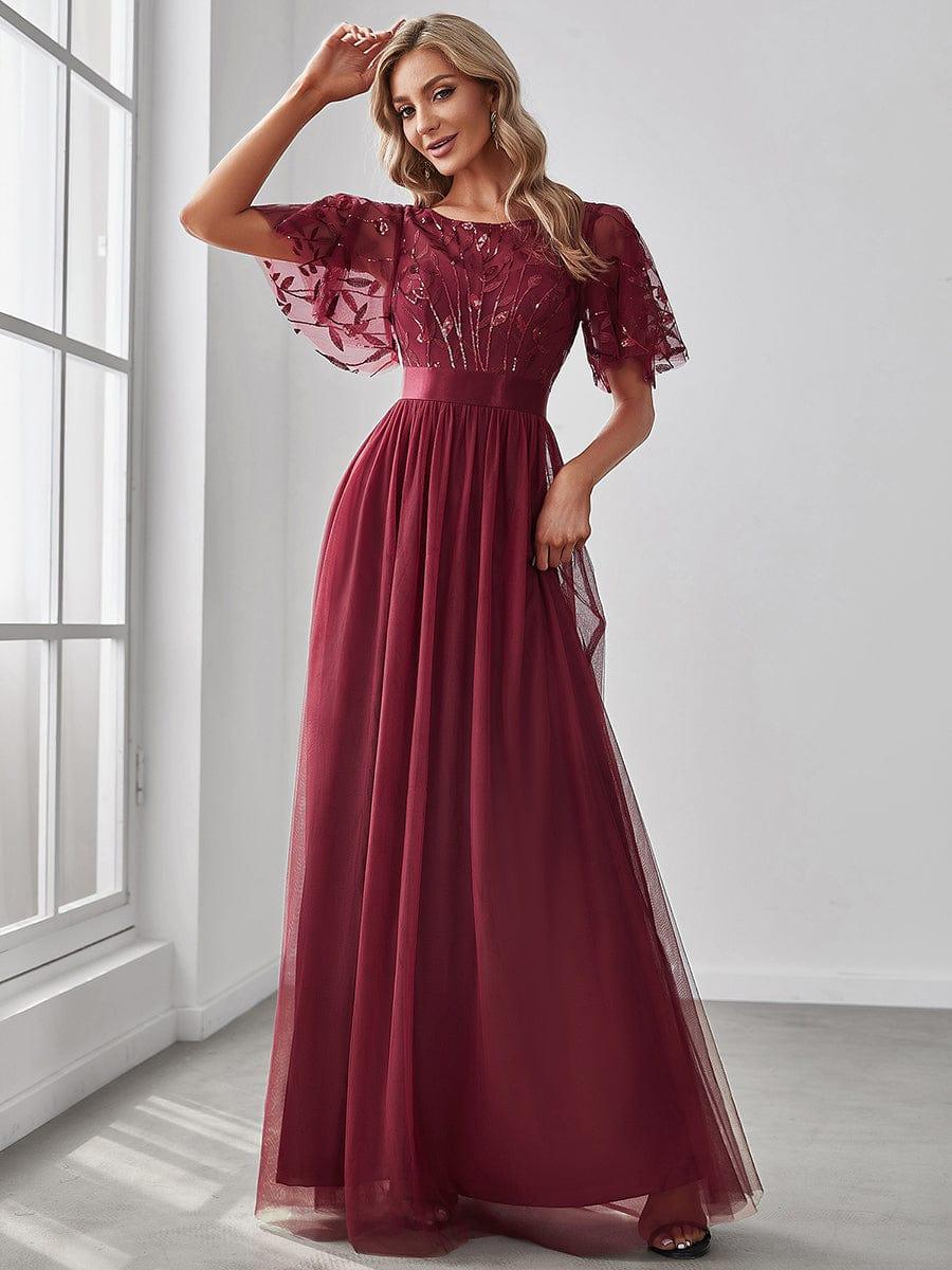 Octavia | A-Line Belted Embroidered Evening Dress Mother of the Bride Outfits