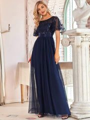 Octavia | A-Line Belted Embroidered Evening Dress Mother of the Bride Outfits