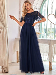 Octavia | A-Line Belted Embroidered Evening Dress Mother of the Bride Outfits