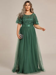 Octavia | A-Line Belted Embroidered Evening Dress Mother of the Bride Outfits