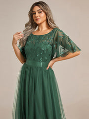 Octavia | A-Line Belted Embroidered Evening Dress Mother of the Bride Outfits
