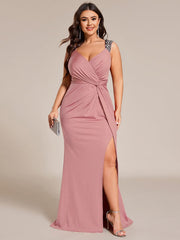 Olympia | Bodycon V-Neck Prom Dress with High Slit