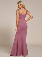 Olympia | Bodycon V-Neck Prom Dress with High Slit