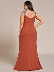Olympia | Bodycon V-Neck Prom Dress with High Slit