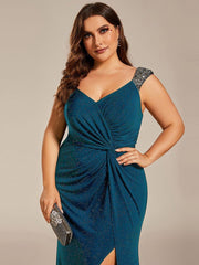 Olympia | Bodycon V-Neck Prom Dress with High Slit