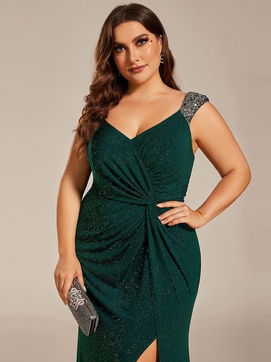 Olympia | Bodycon V-Neck Prom Dress with High Slit