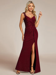 Olympia | Bodycon V-Neck Prom Dress with High Slit