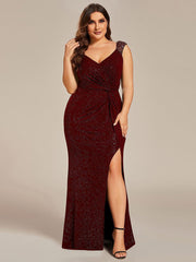 Olympia | Bodycon V-Neck Prom Dress with High Slit