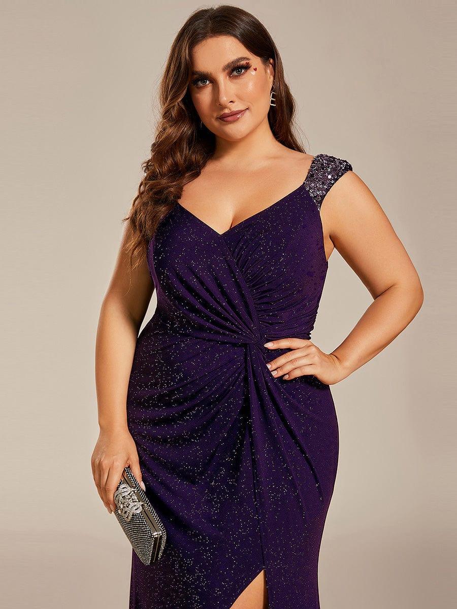Olympia | Bodycon V-Neck Prom Dress with High Slit