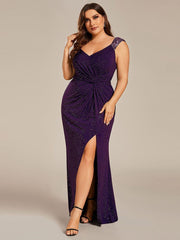 Olympia | Bodycon V-Neck Prom Dress with High Slit