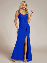 Olympia | Bodycon V-Neck Prom Dress with High Slit