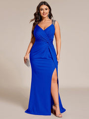 Olympia | Bodycon V-Neck Prom Dress with High Slit
