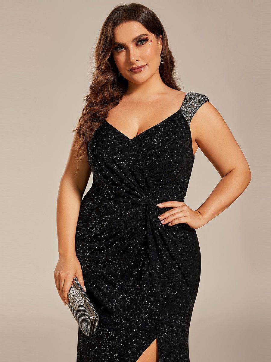 Olympia | Bodycon V-Neck Prom Dress with High Slit