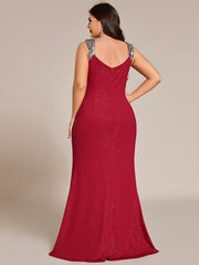 Olympia | Bodycon V-Neck Prom Dress with High Slit