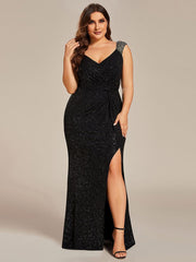 Olympia | Bodycon V-Neck Prom Dress with High Slit