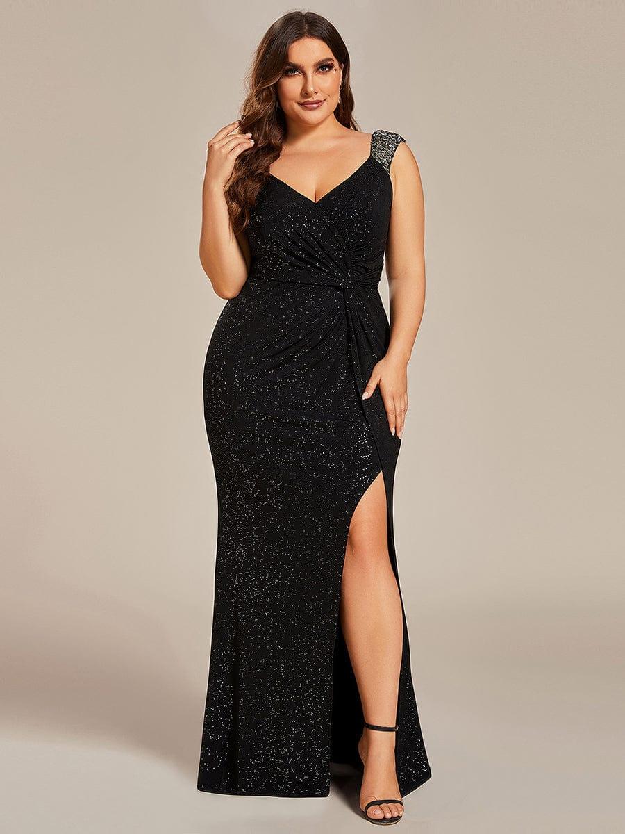 Olympia | Bodycon V-Neck Prom Dress with High Slit