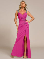 Olympia | Bodycon V-Neck Prom Dress with High Slit