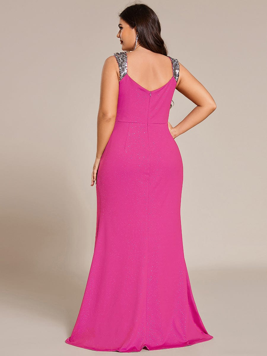 Olympia | Bodycon V-Neck Prom Dress with High Slit