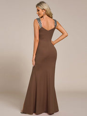 Olympia | Bodycon V-Neck Prom Dress with High Slit