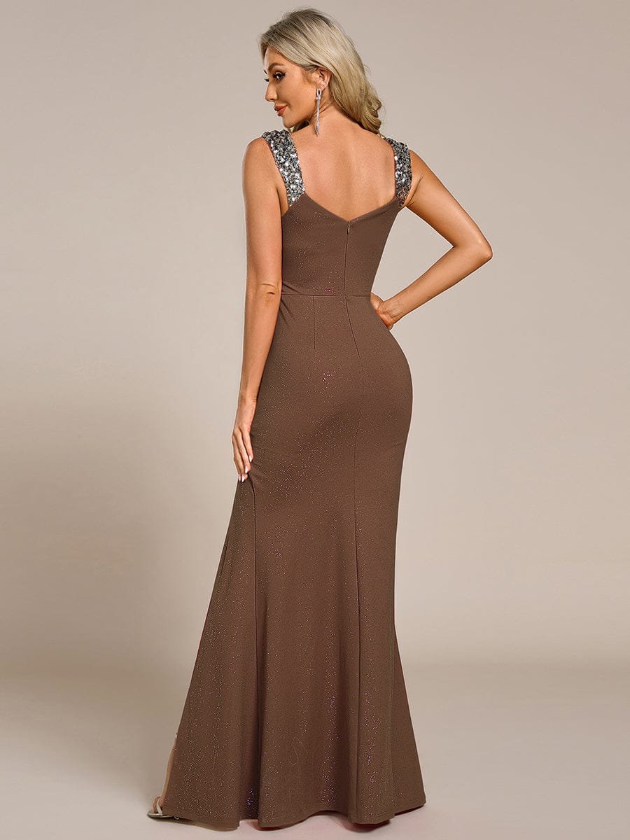 Olympia | Bodycon V-Neck Prom Dress with High Slit