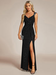 Olympia | Bodycon V-Neck Prom Dress with High Slit