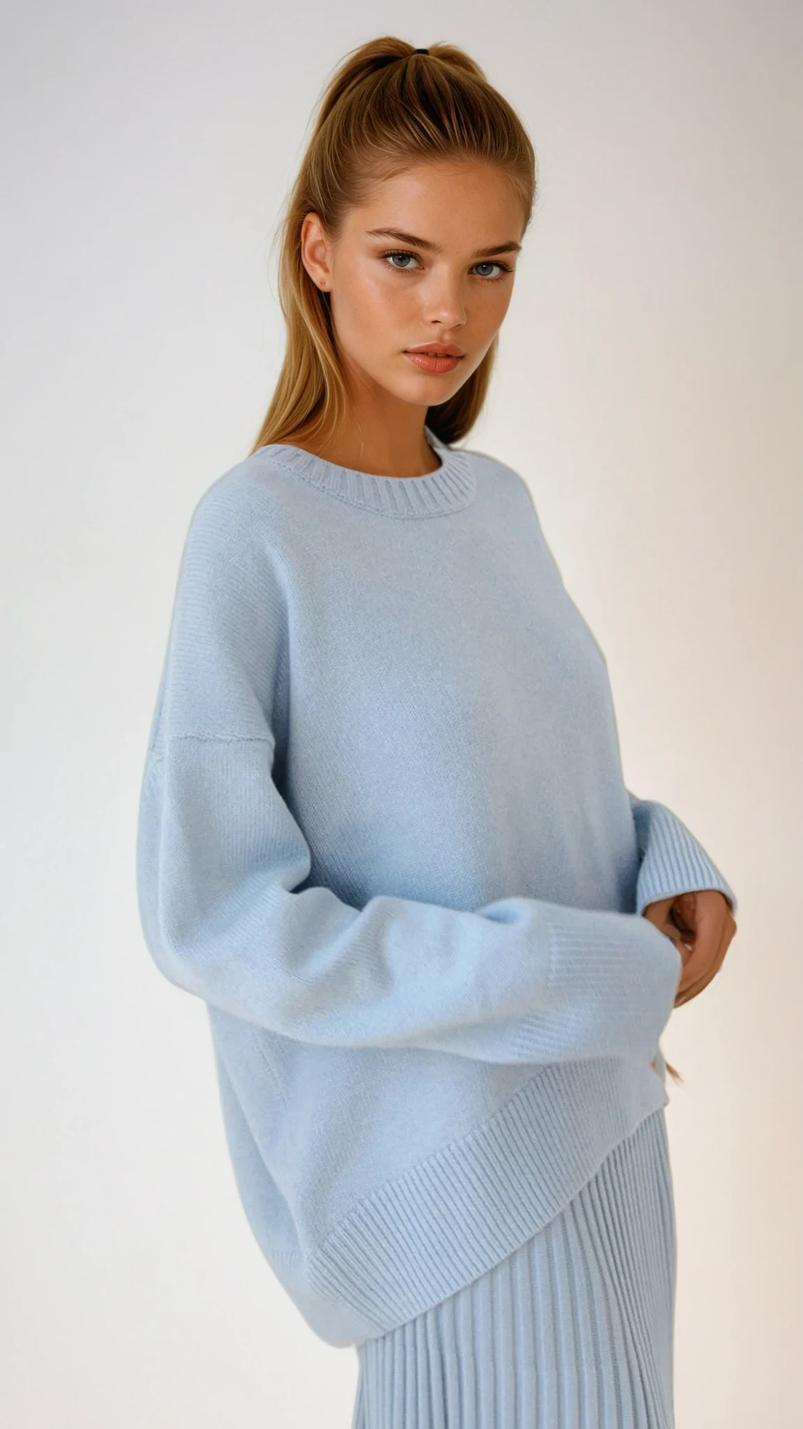 Biruvi | Women’s Oversized Knitwear Sweater Soft Relaxed Fit Crewneck
