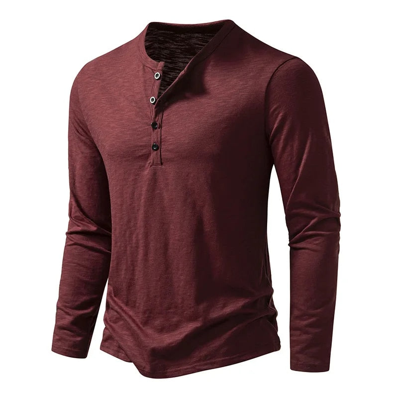 Paige | Slim Fit Cotton Henley Shirt