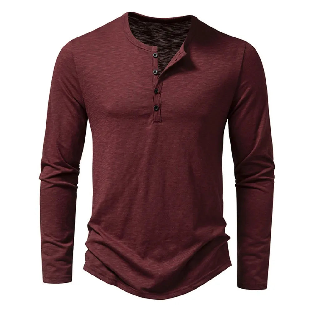 Paige | Slim Fit Cotton Henley Shirt